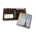 Custom Genuine Leather Men's Bi-Fold Wallet (4 Color/ 2 Sides)